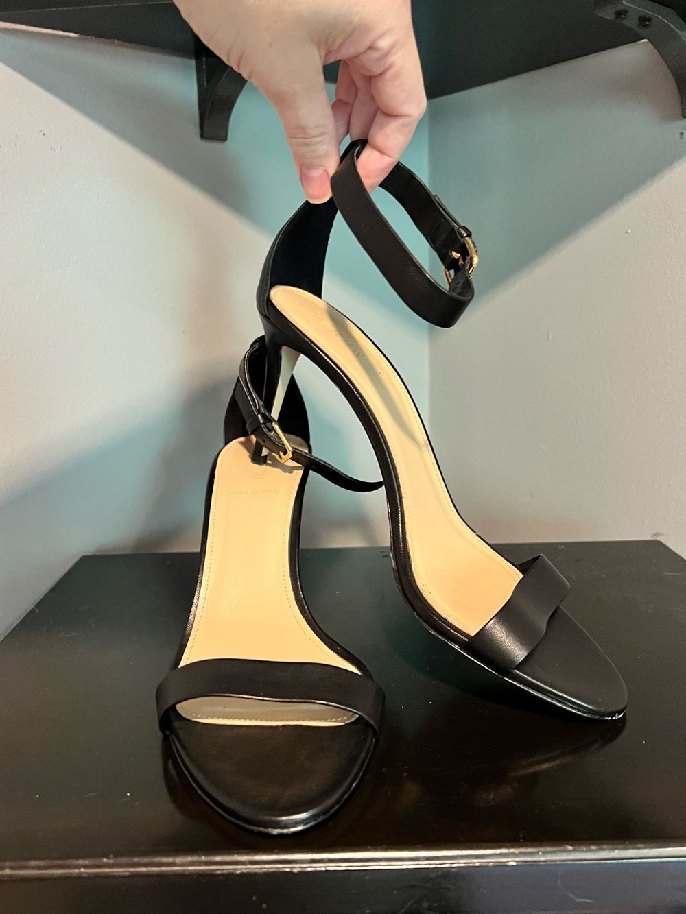 J. Crew Riley Leather Ankle-Strap Heeled Sandals